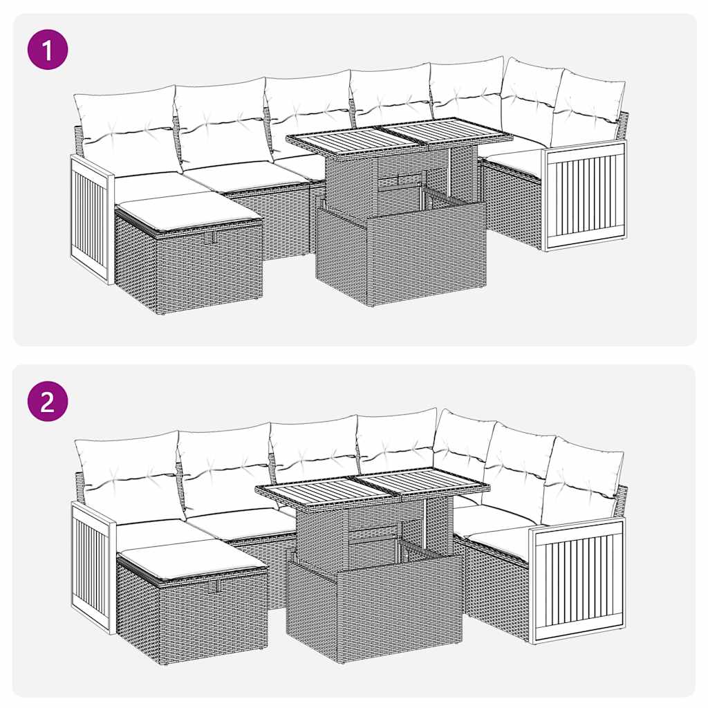 5-tlg. Garten-Sofagarnitur mit Kissen Grau Poly Rattan