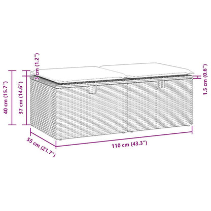 2-tlg. Garten-Sofagarnitur mit Kissen Schwarz Poly Rattan