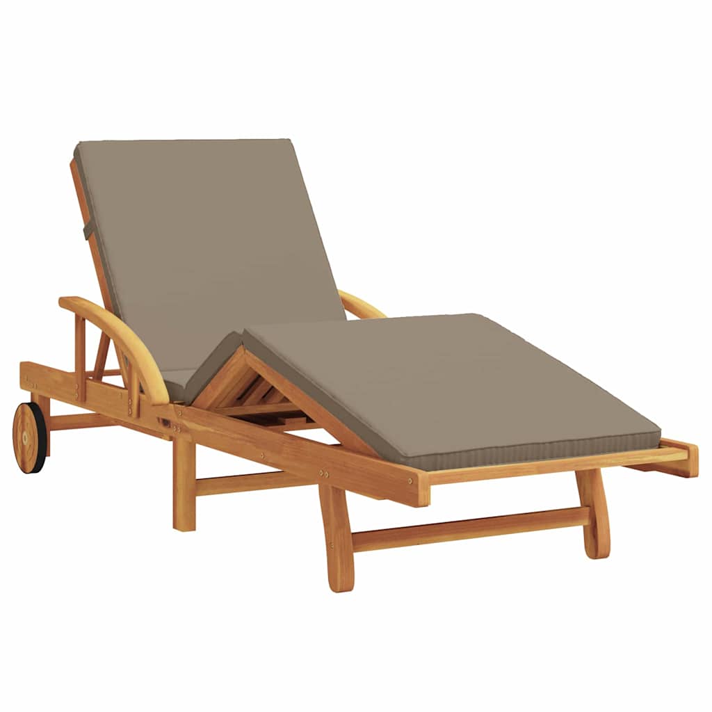 Sonnenliege Taupe 200 x 67 x 84 cm Massivholz Akazie