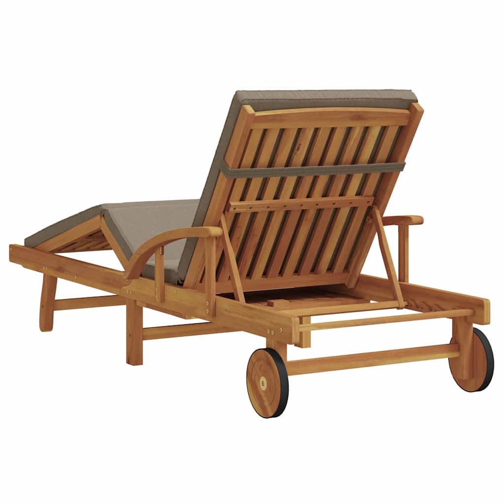 Sonnenliege Taupe 200 x 67 x 84 cm Massivholz Akazie