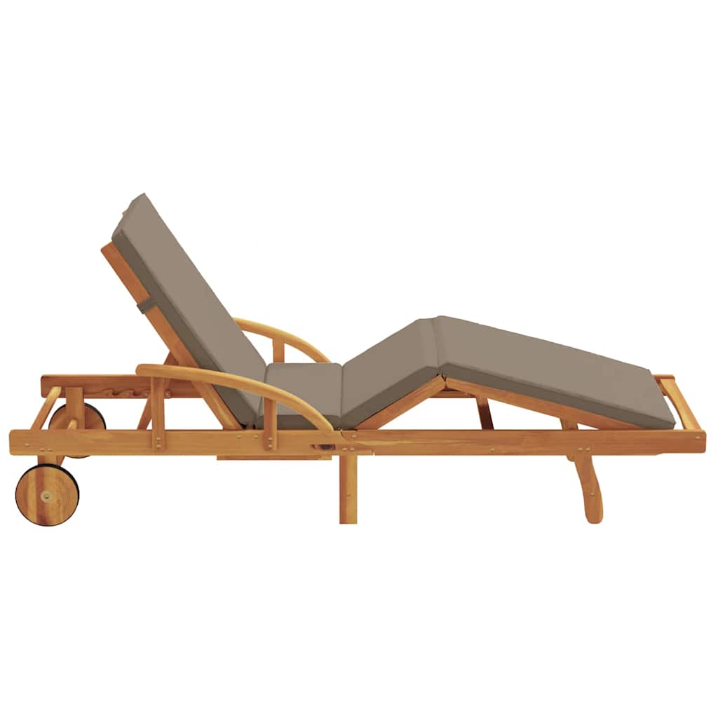 Sonnenliege Taupe 200 x 67 x 84 cm Massivholz Akazie