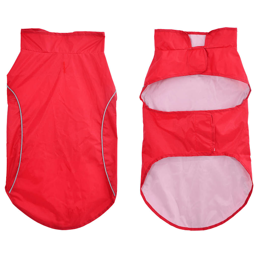 Imperméable pour chien avec bandes réfléchissantes en polyester rouge L