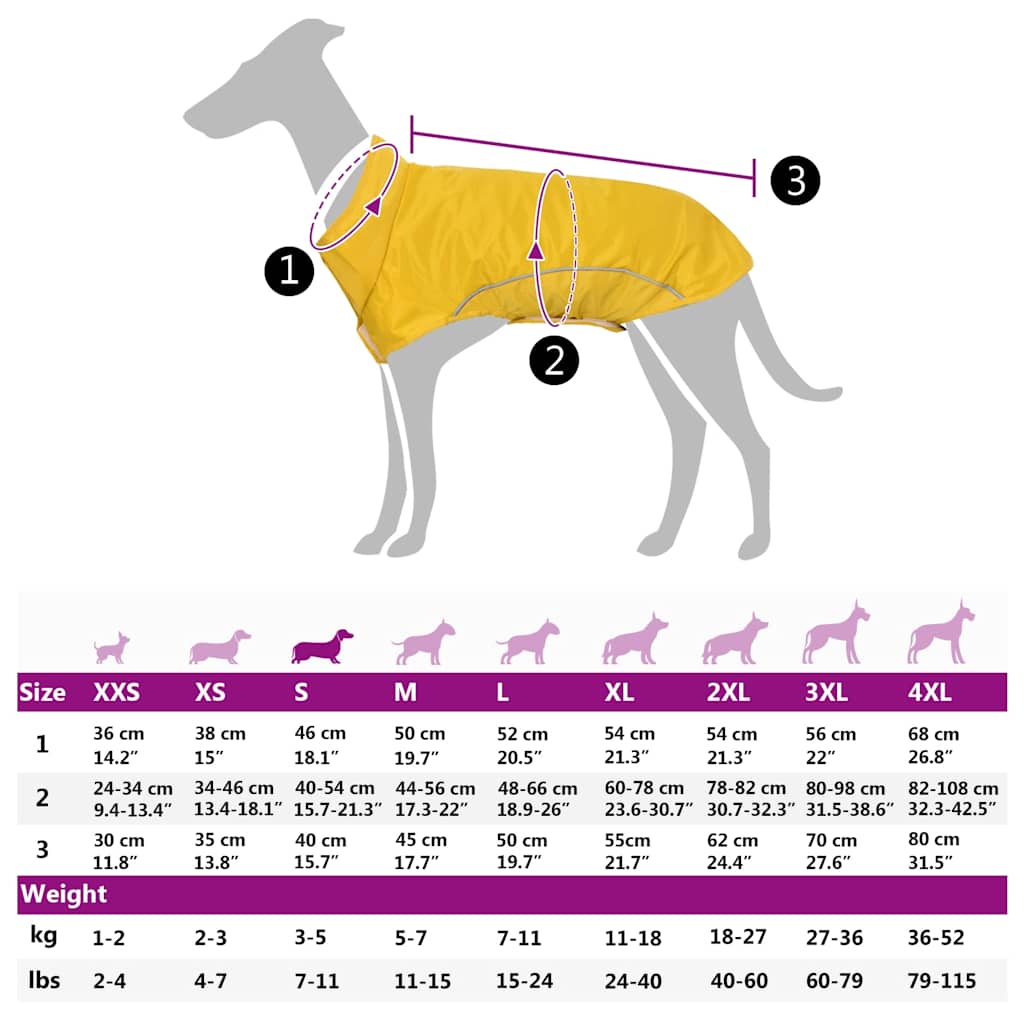 Hunde Regenmantel mit Reflexstreifen Polyester Gelb S
