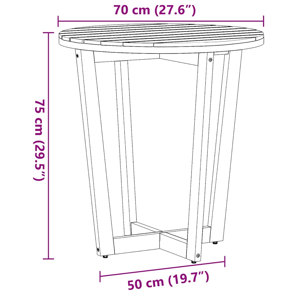 Garten-Beistelltisch Rund Ø70x75 cm Massivholz Akazie