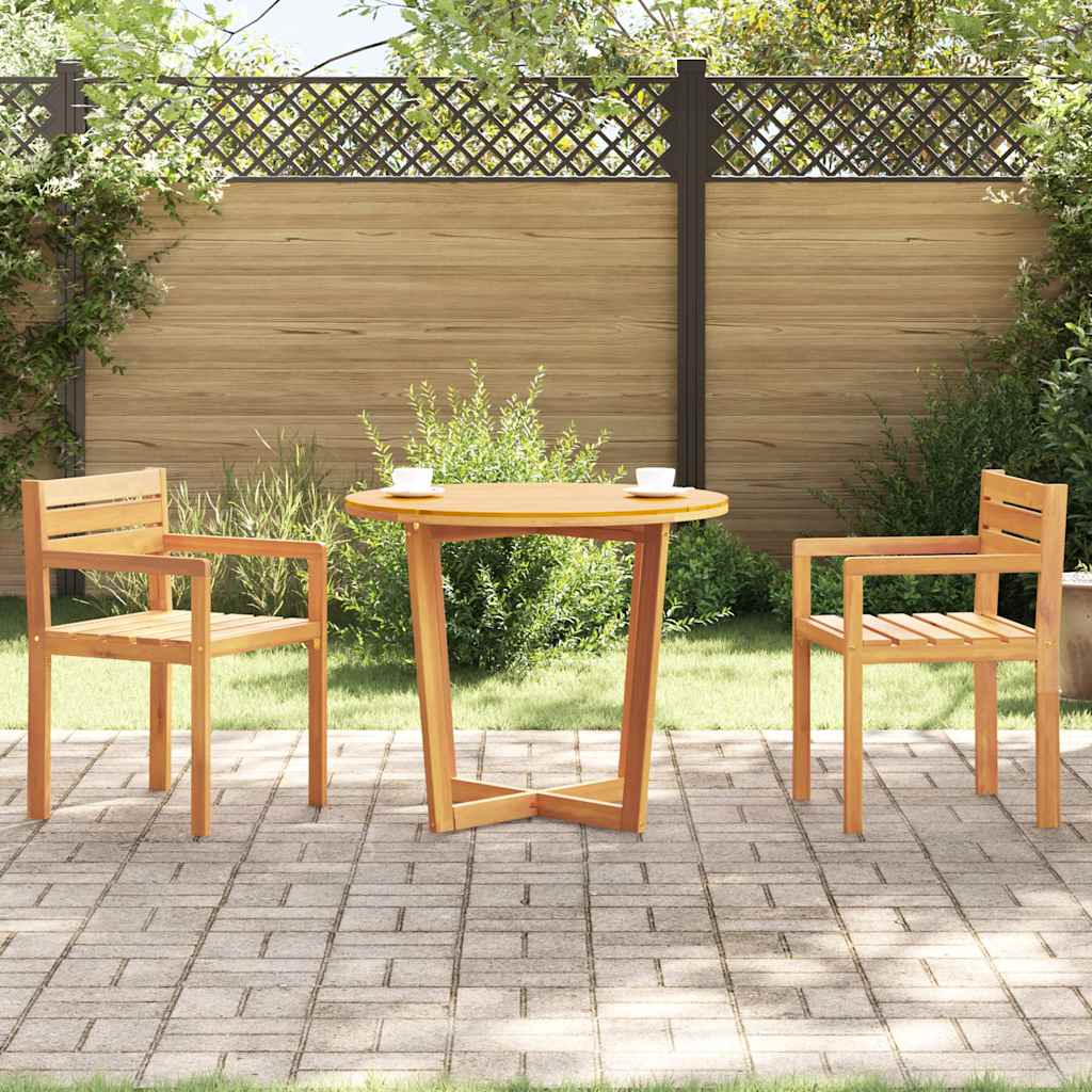 Table à manger de jardin ronde Ø90x75 cm en bois d'acacia massif