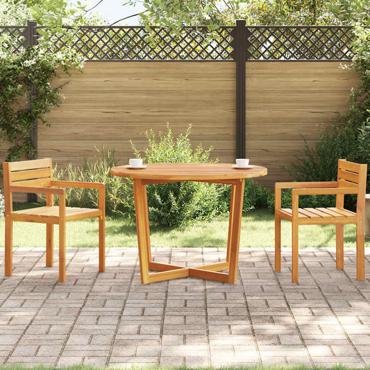 Table à manger de jardin ronde Ø110x75 cm en bois d'acacia massif