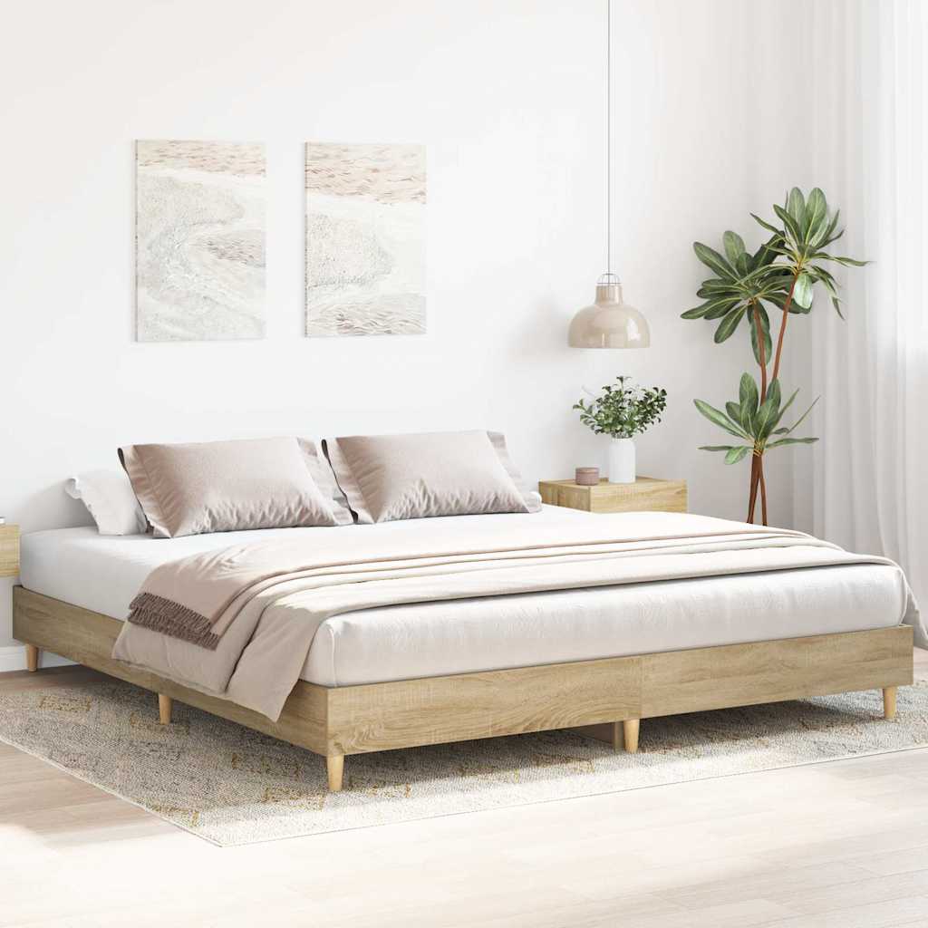 Bettgestell ohne Matratze Sonoma-Eiche 200x200 cm Holzwerkstoff