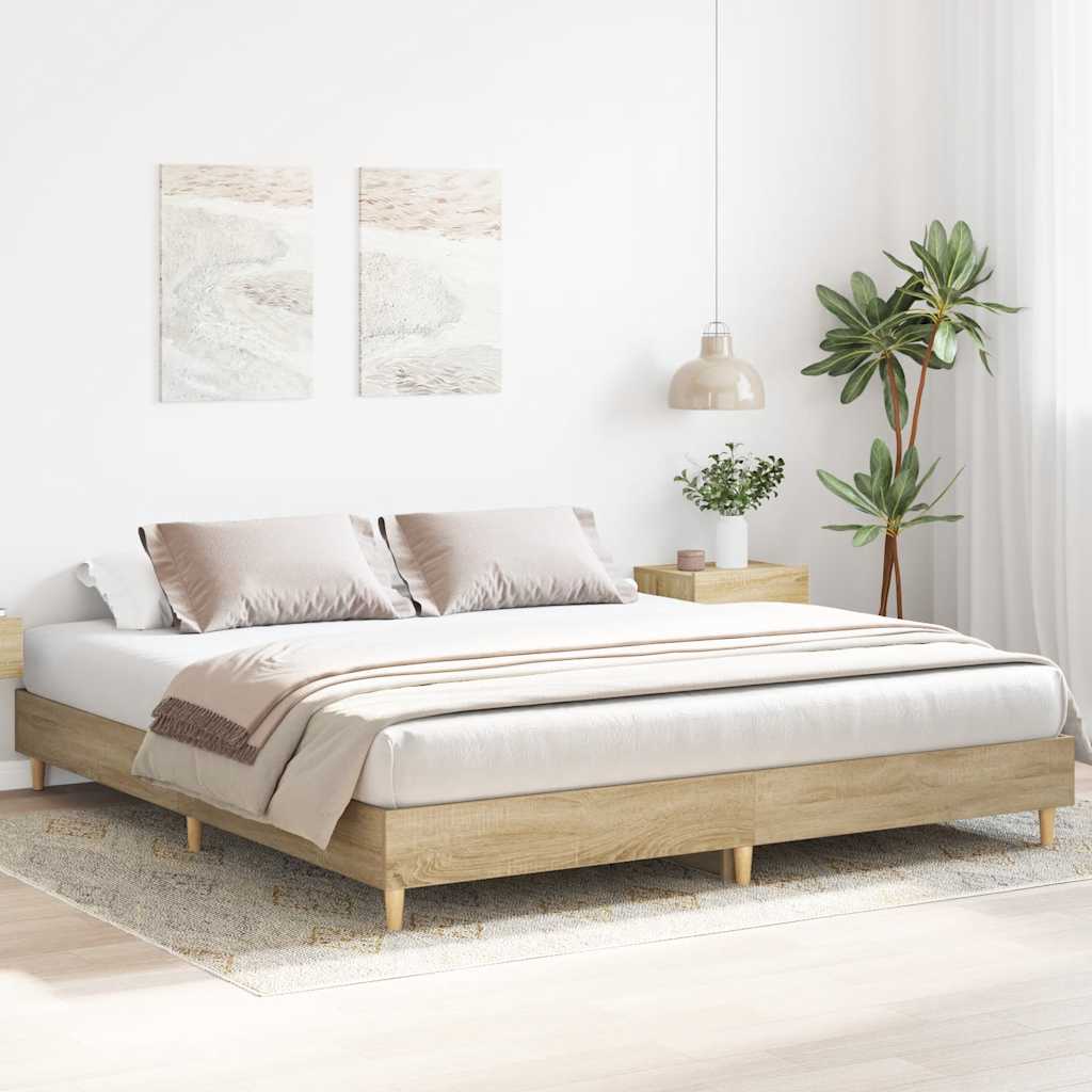 Bettgestell ohne Matratze Sonoma-Eiche 200x200 cm Holzwerkstoff