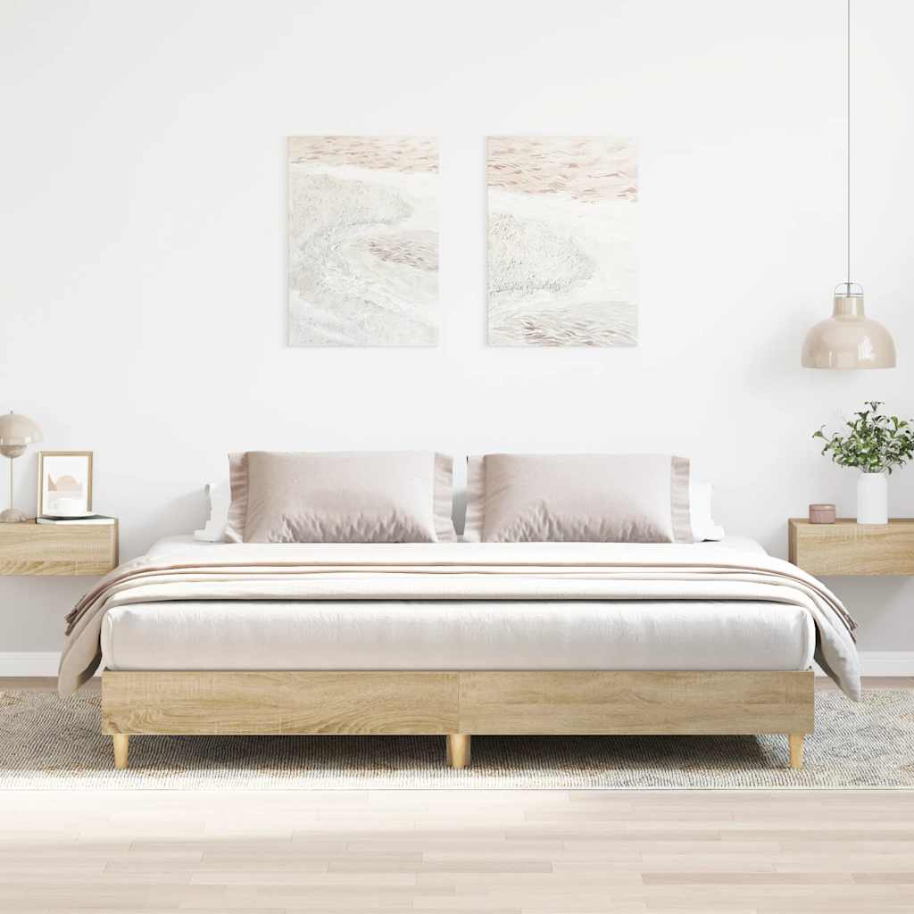 Bettgestell ohne Matratze Sonoma-Eiche 200x200 cm Holzwerkstoff