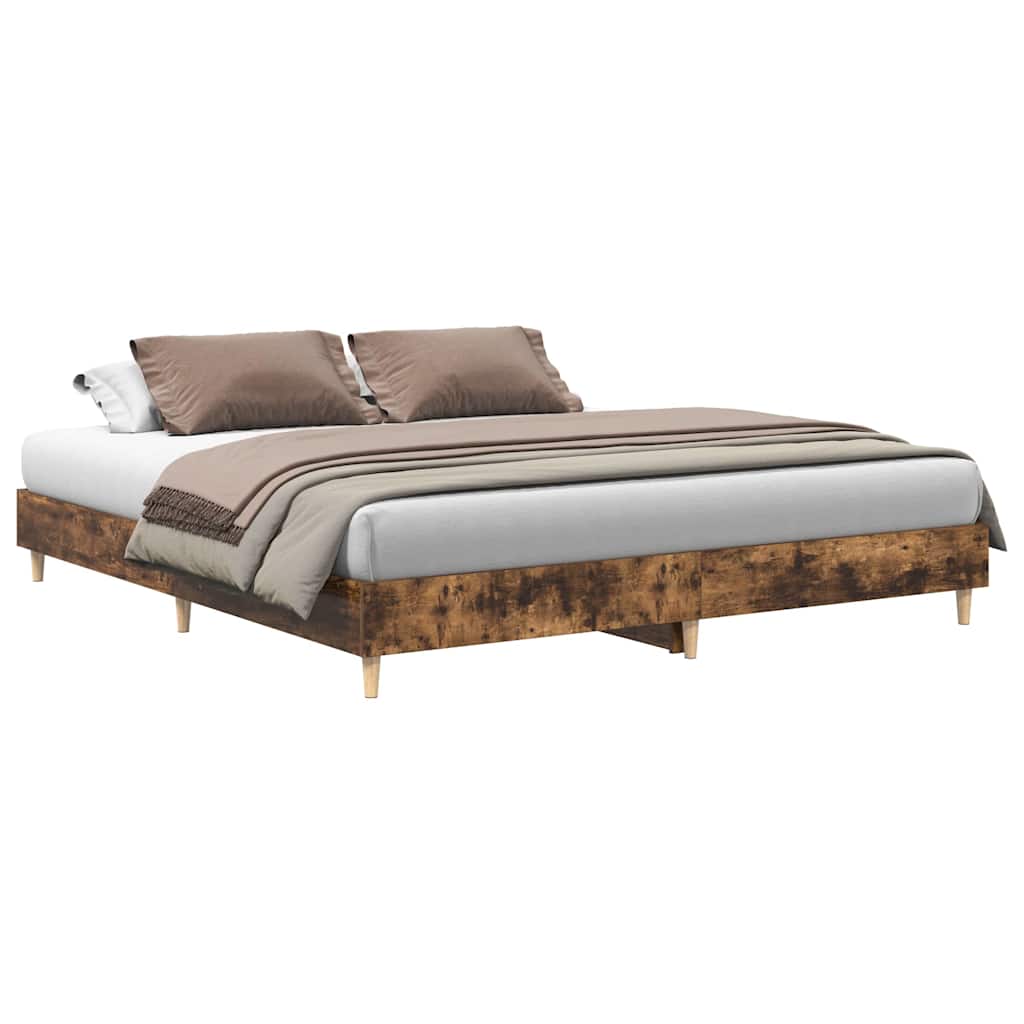 Bettgestell ohne Matratze Räuchereiche 200x200 cm Holzwerkstoff