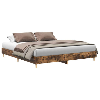 Bettgestell ohne Matratze Räuchereiche 200x200 cm Holzwerkstoff