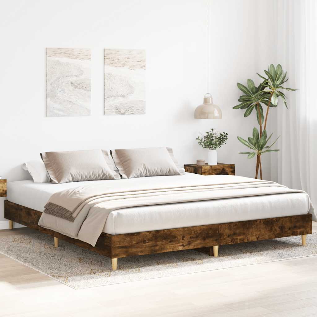 Bettgestell ohne Matratze Räuchereiche 200x200 cm Holzwerkstoff