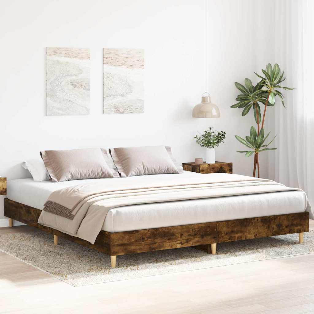 Bettgestell ohne Matratze Räuchereiche 200x200 cm Holzwerkstoff