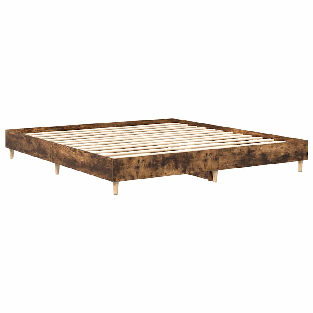 Bettgestell ohne Matratze Räuchereiche 200x200 cm Holzwerkstoff