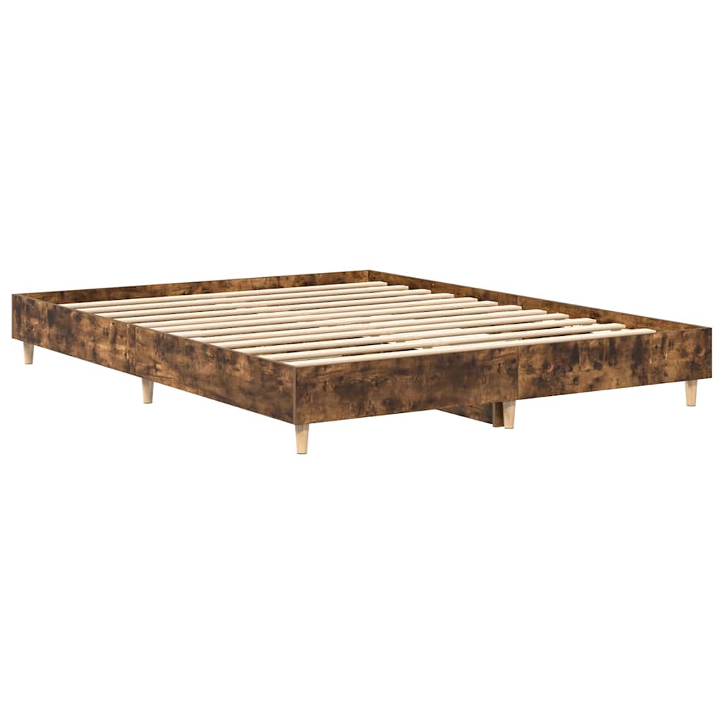 Bettgestell ohne Matratze Räuchereiche 150x200 cm Holzwerkstoff