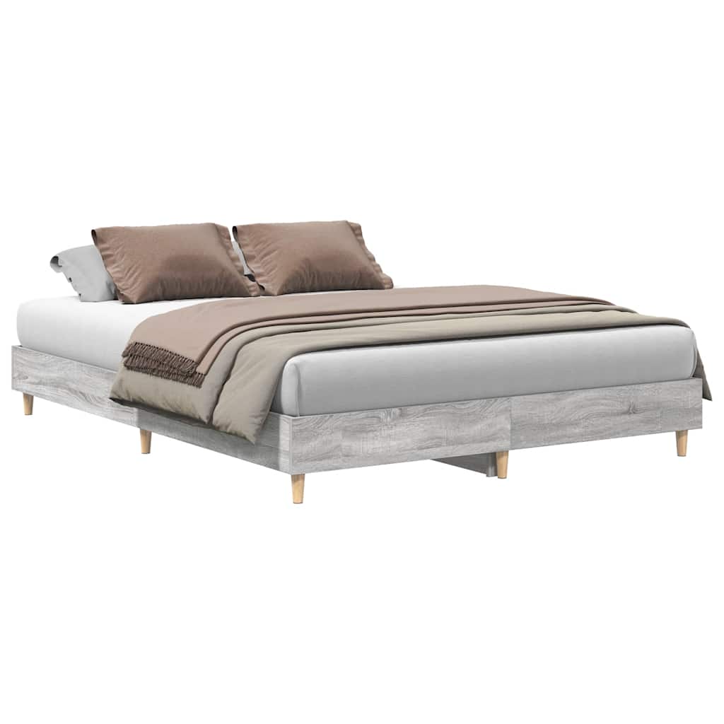 Bettgestell ohne Matratze Grau Sonoma 150x200 cm Holzwerkstoff