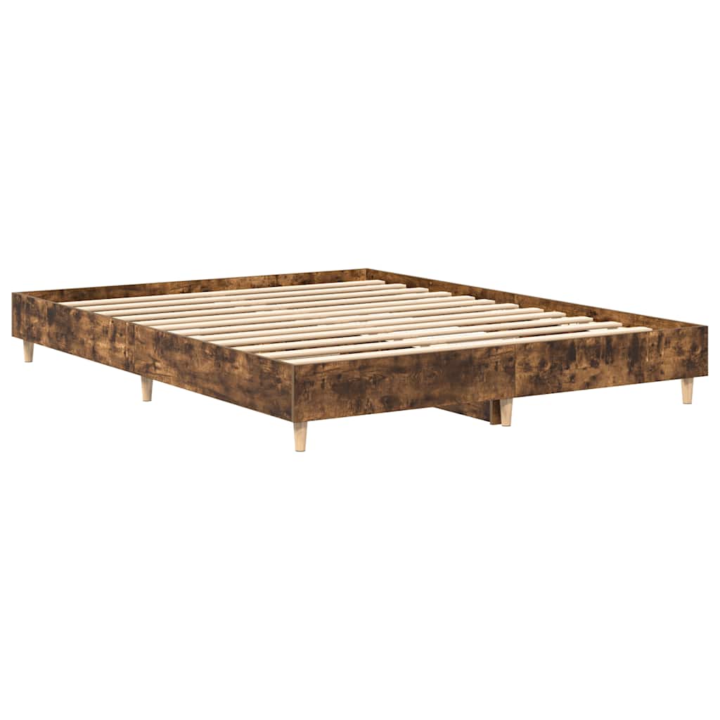 Bettgestell ohne Matratze Räuchereiche 140x200 cm Holzwerkstoff