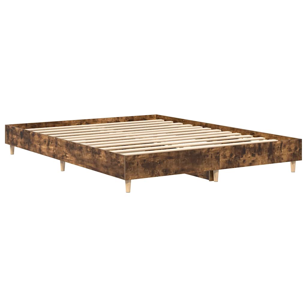 Bettgestell ohne Matratze Räuchereiche 140x200 cm Holzwerkstoff