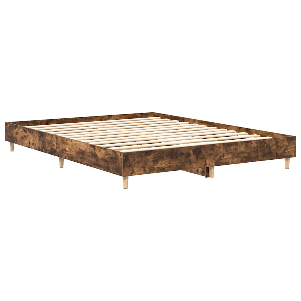 Bettgestell ohne Matratze Räuchereiche 140x200 cm Holzwerkstoff