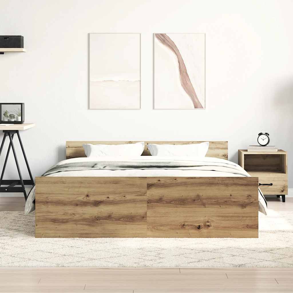 Bettgestell ohne Matratze Artisan-Eiche 135x190cm Holzwerkstoff