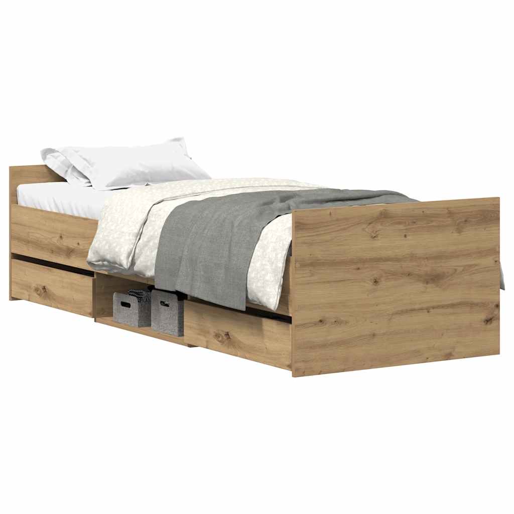 Bettgestell ohne Matratze Artisan-Eiche 100x200cm Holzwerkstoff