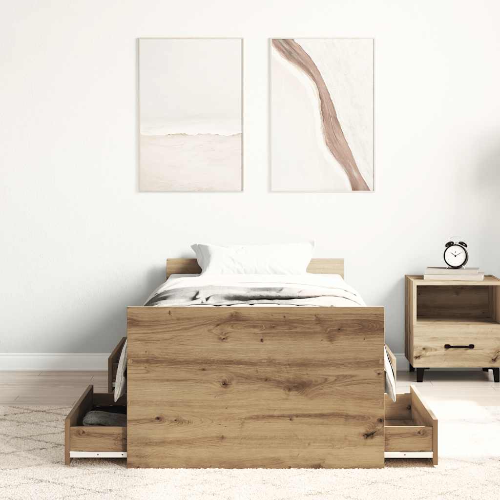 Bettgestell ohne Matratze Artisan-Eiche 100x200cm Holzwerkstoff