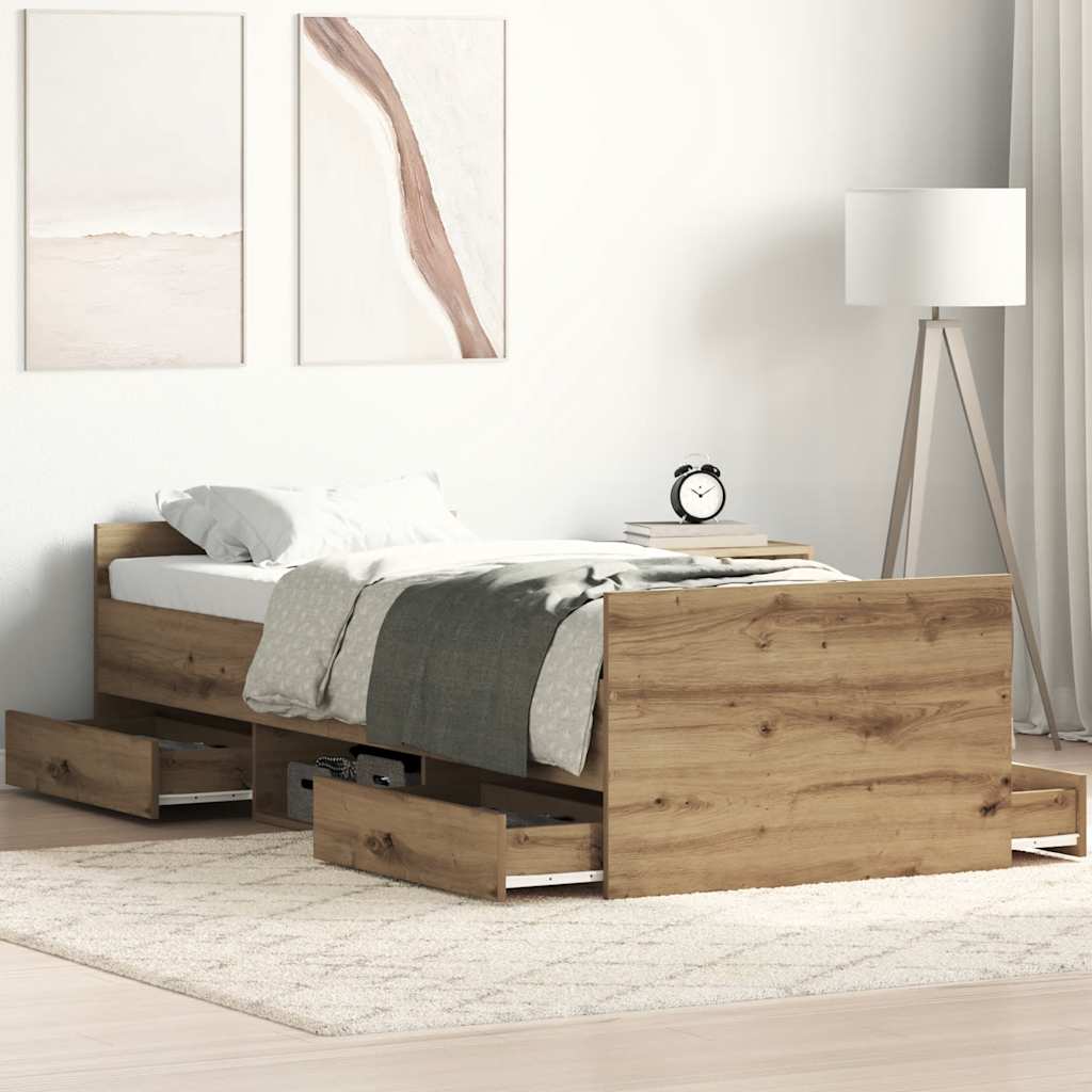 Bettgestell ohne Matratze Artisan-Eiche 100x200cm Holzwerkstoff