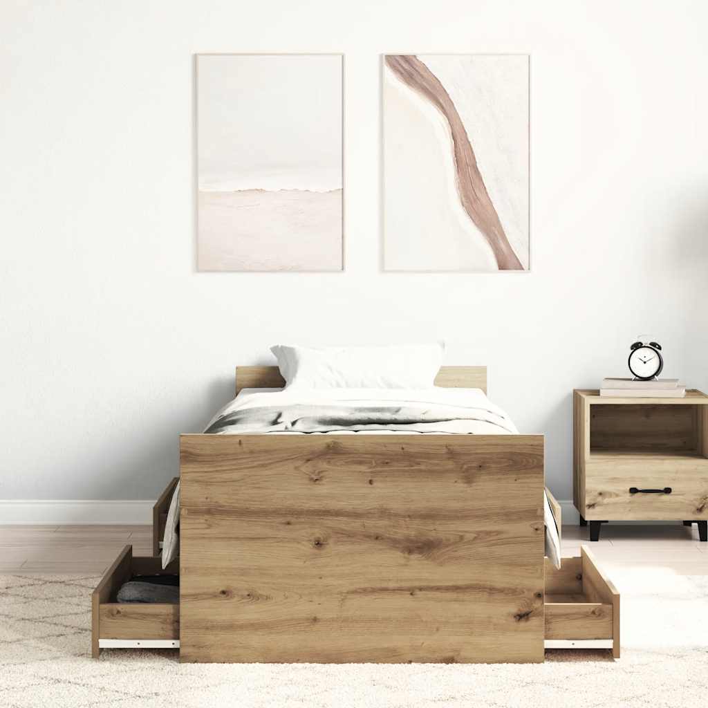 Bettgestell ohne Matratze Artisan-Eiche 90x190cm Holzwerkstoff