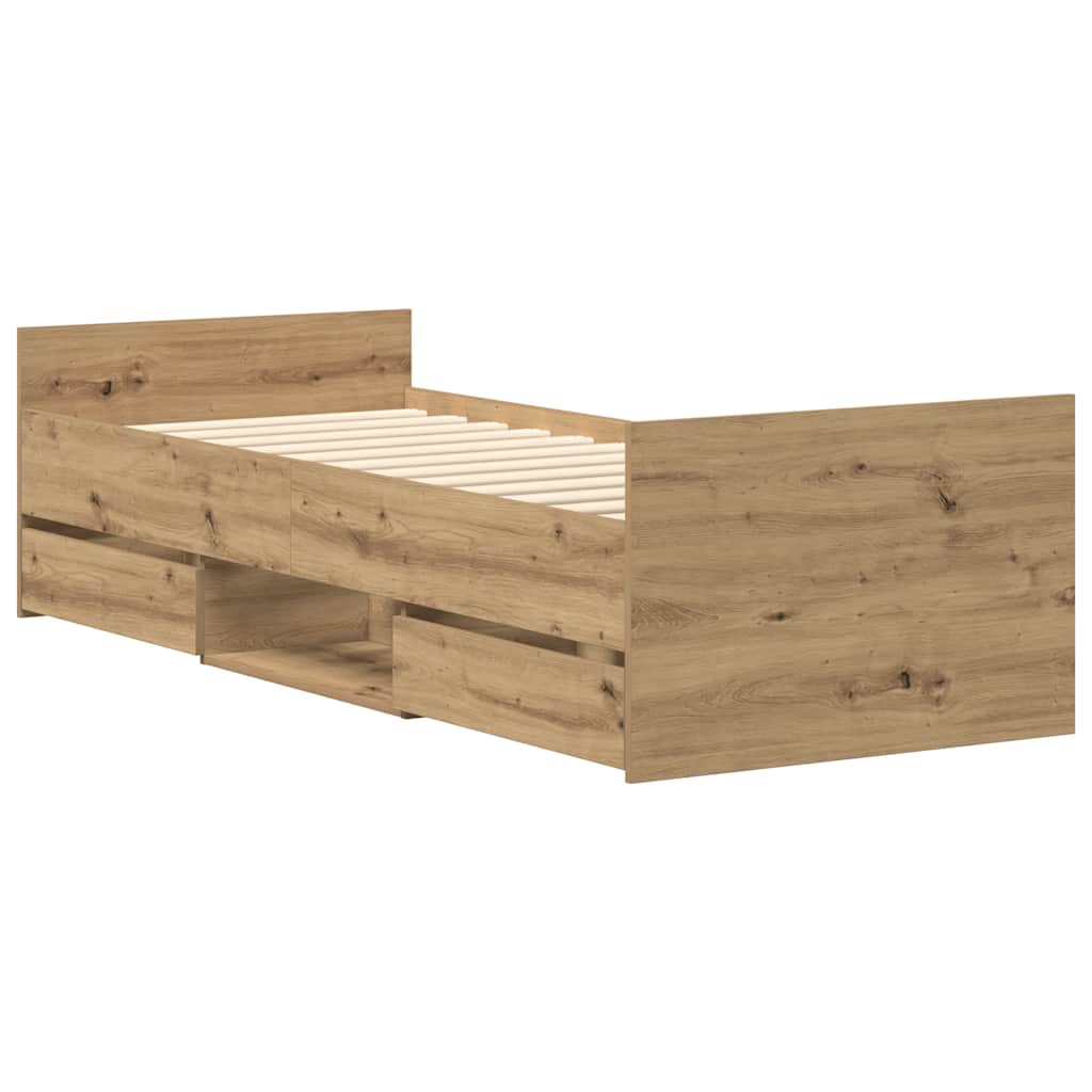Bettgestell ohne Matratze Artisan-Eiche 90x190cm Holzwerkstoff
