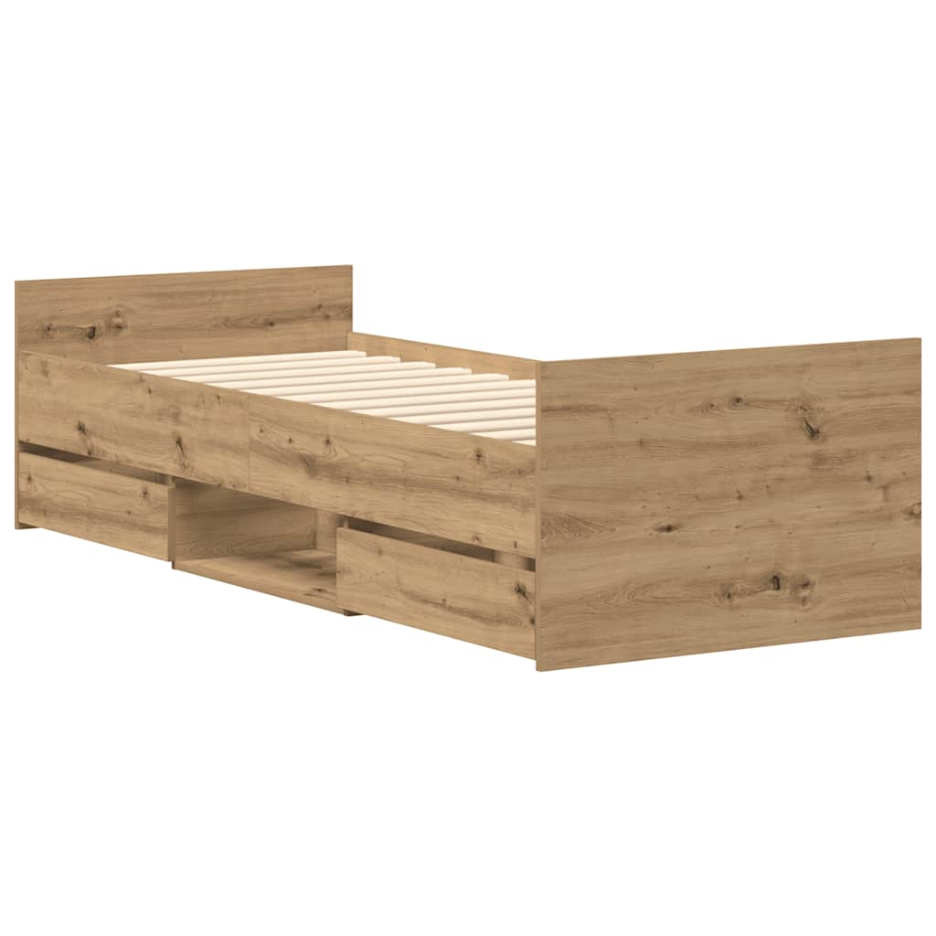 Bettgestell ohne Matratze Artisan-Eiche 90x190cm Holzwerkstoff