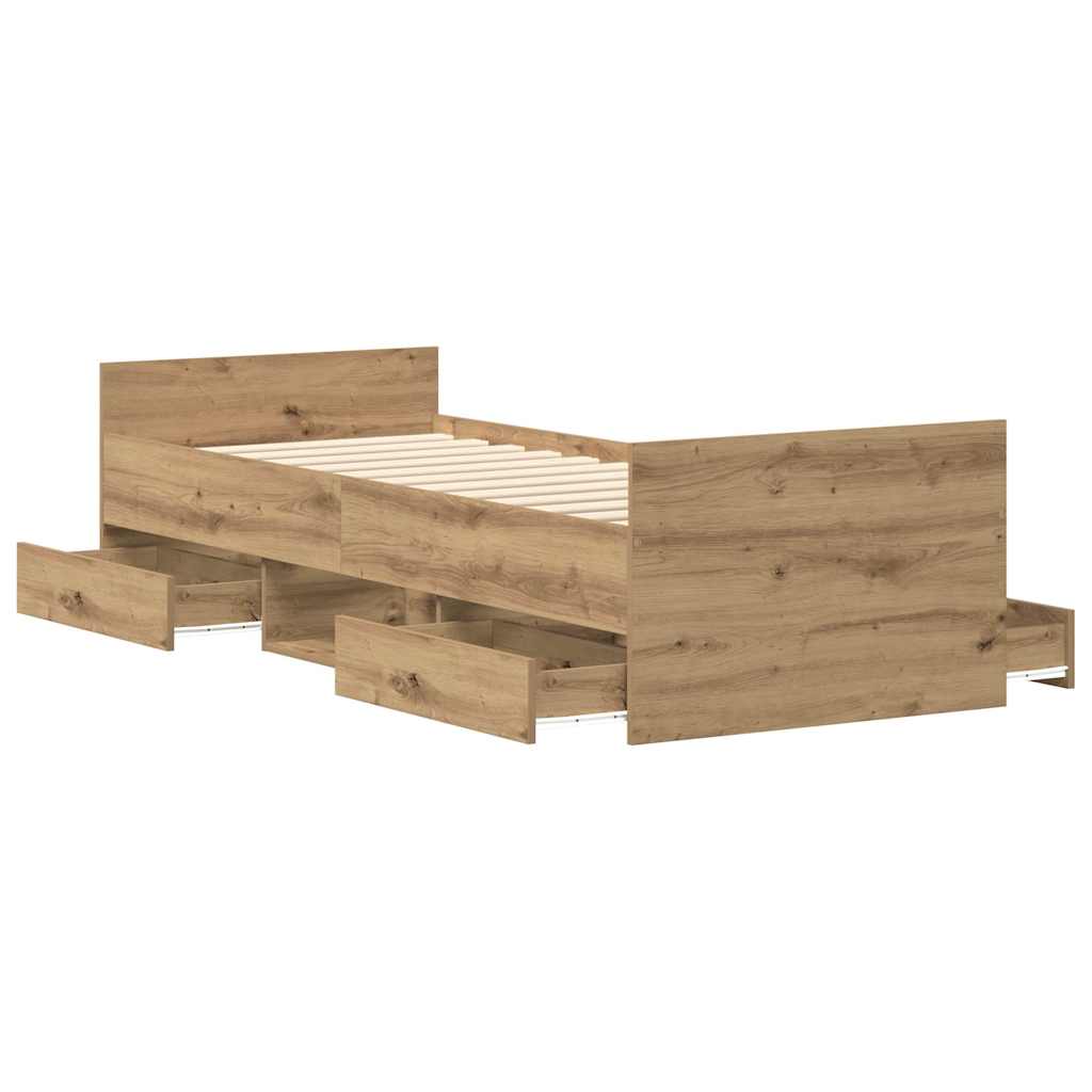 Bettgestell ohne Matratze Artisan-Eiche 90x190cm Holzwerkstoff