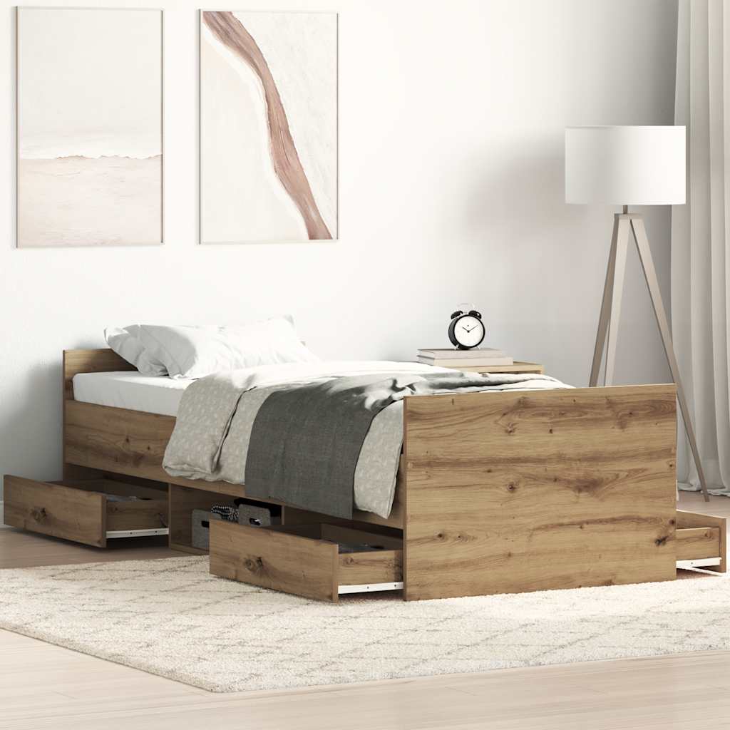 Bettgestell ohne Matratze Artisan-Eiche 90x190cm Holzwerkstoff
