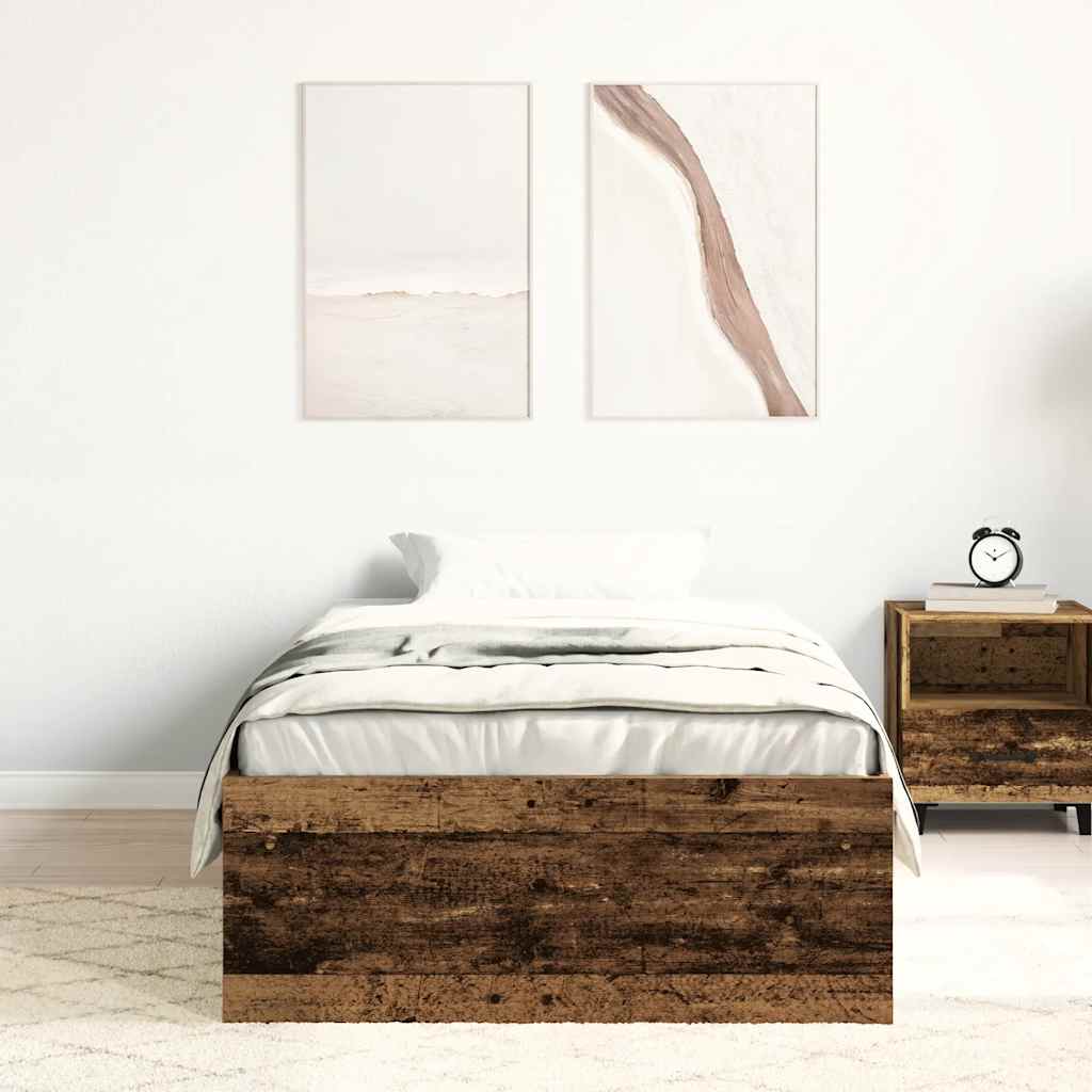 Bettgestell ohne Matratze Altholz-Optik 90x200cm Holzwerkstoff