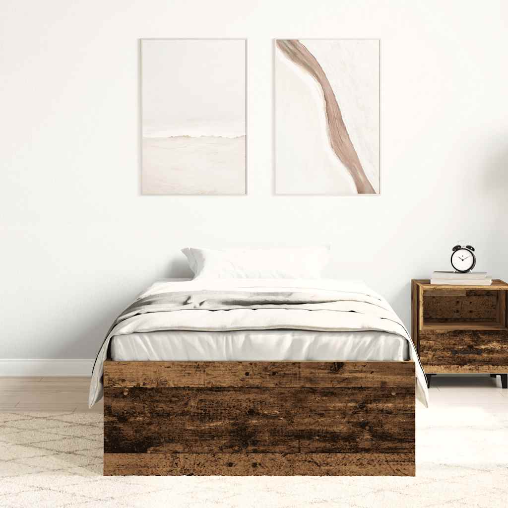 Bettgestell ohne Matratze Altholz-Optik 100x200cm Holzwerkstoff