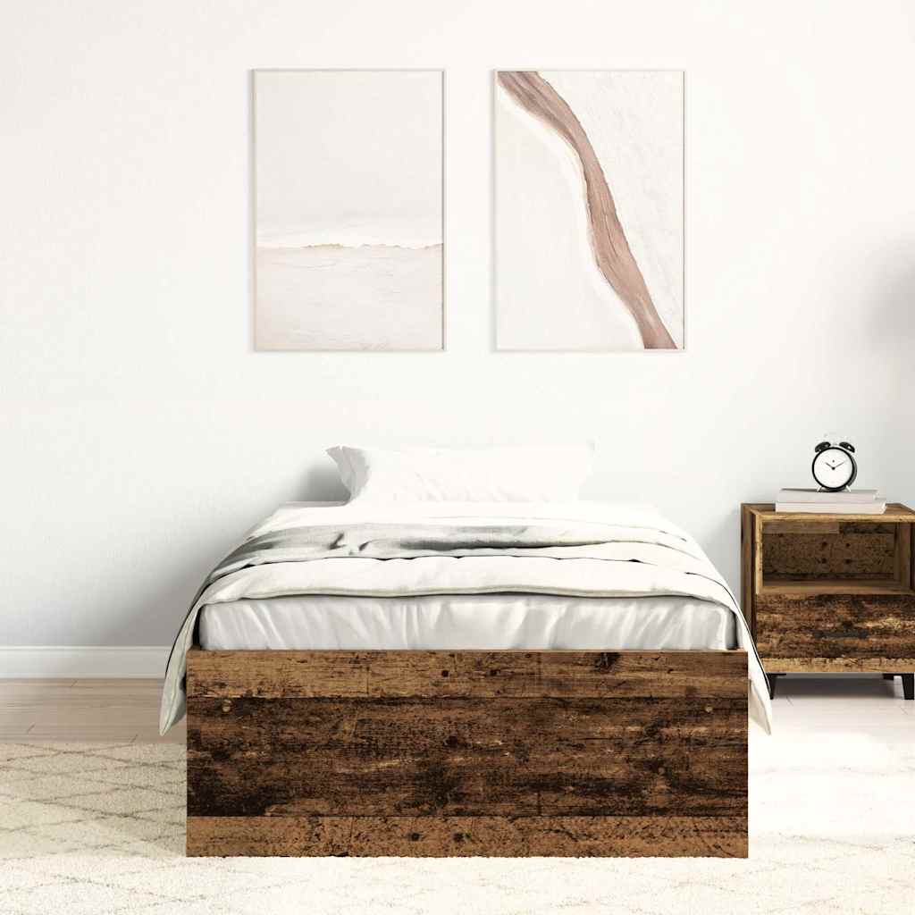 Bettgestell ohne Matratze Altholz-Optik 90x190cm Holzwerkstoff