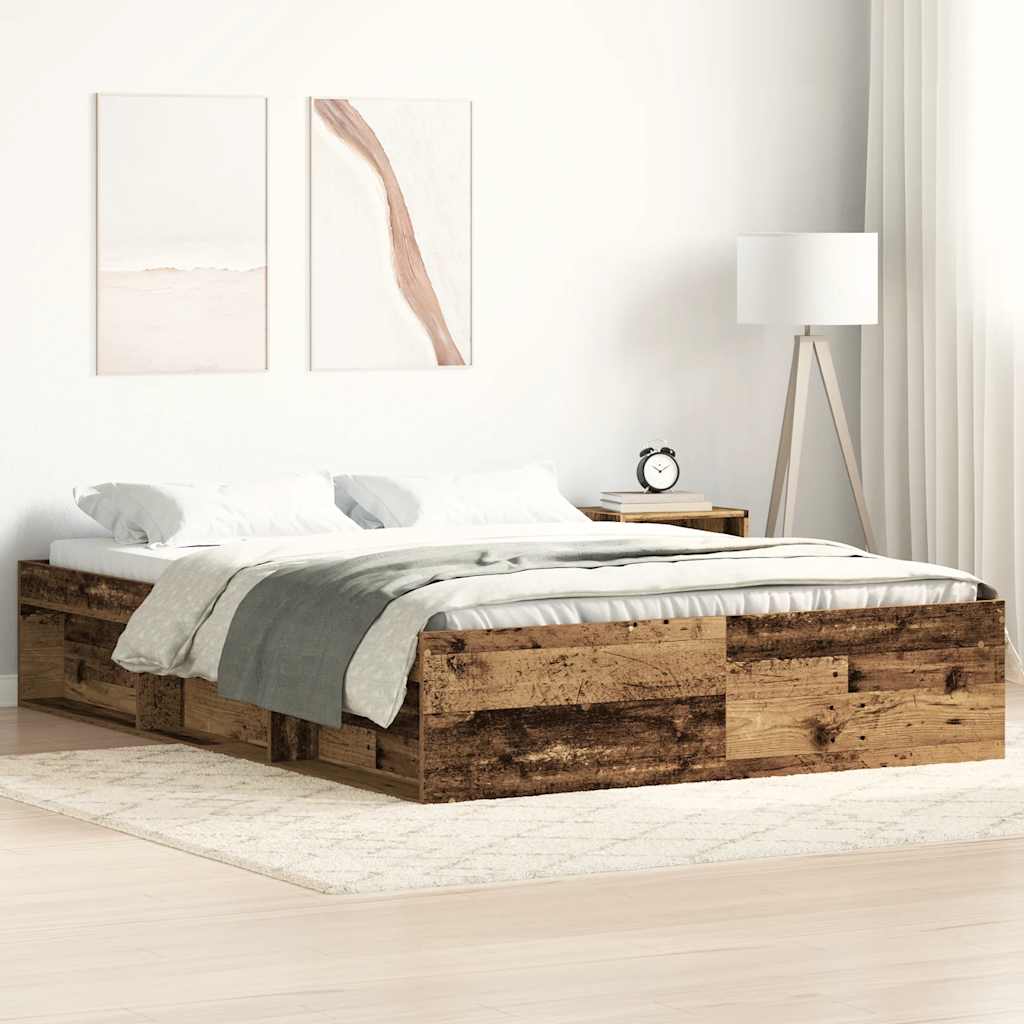 Bettgestell ohne Matratze Altholz-Optik 140x200cm Holzwerkstoff