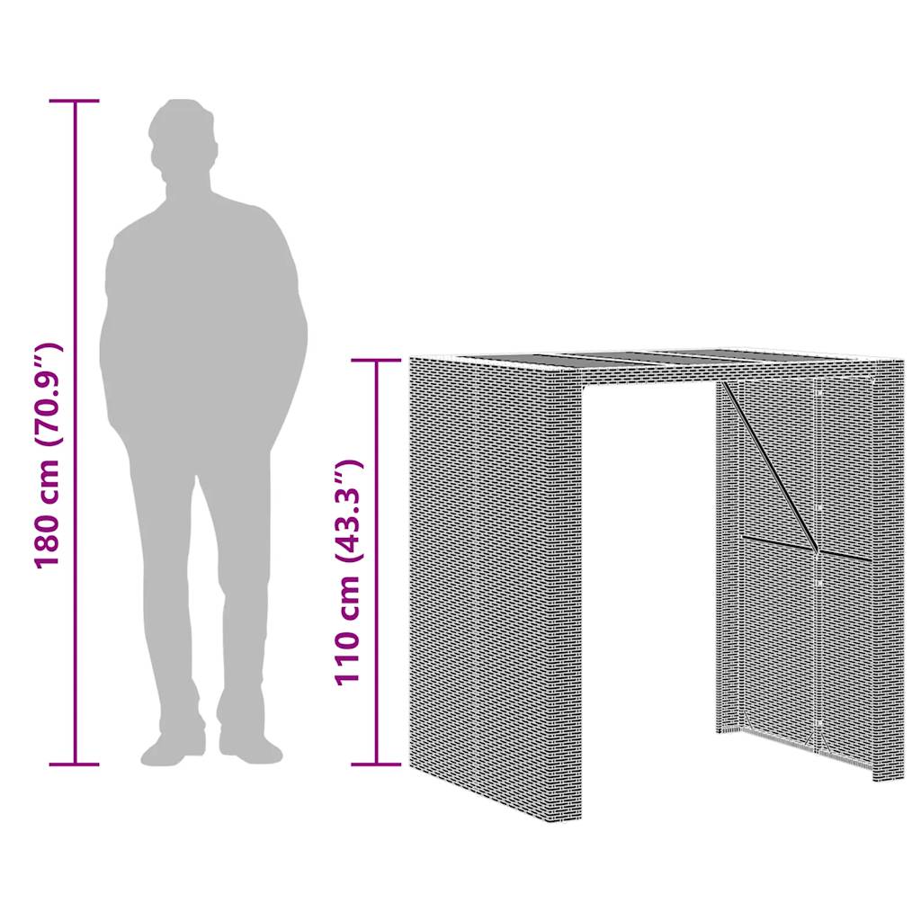 5-tlg. Gartenbar-Set ohne Kissen Schwarz Poly Rattan Akazie