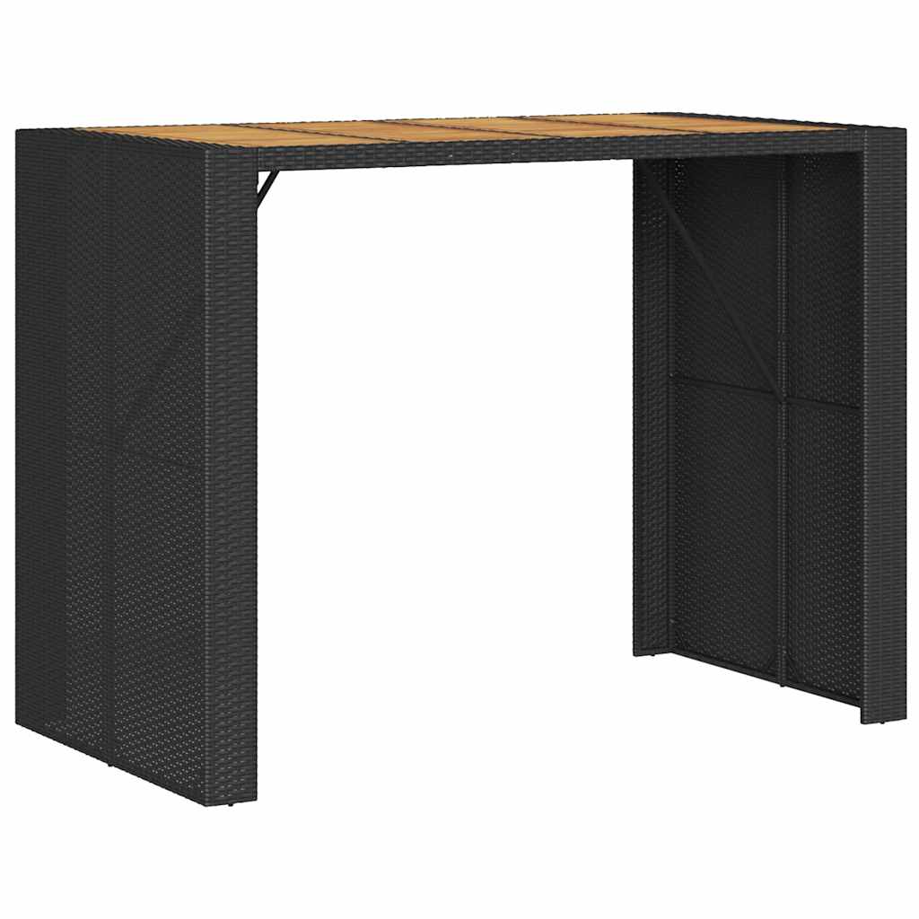 5-tlg. Gartenbar-Set ohne Kissen Schwarz Poly Rattan Akazie