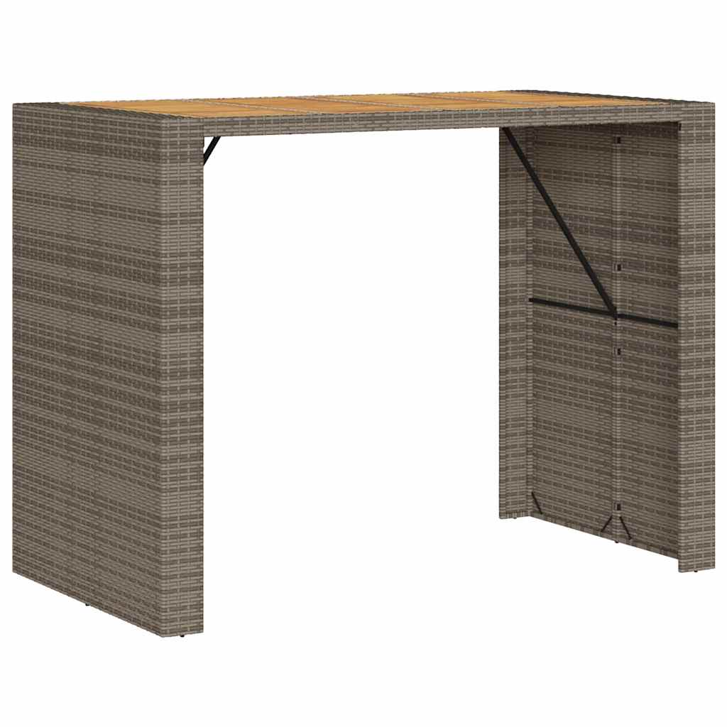 5-tlg. Gartenbar-Set ohne Kissen Grau Poly Rattan Akazie