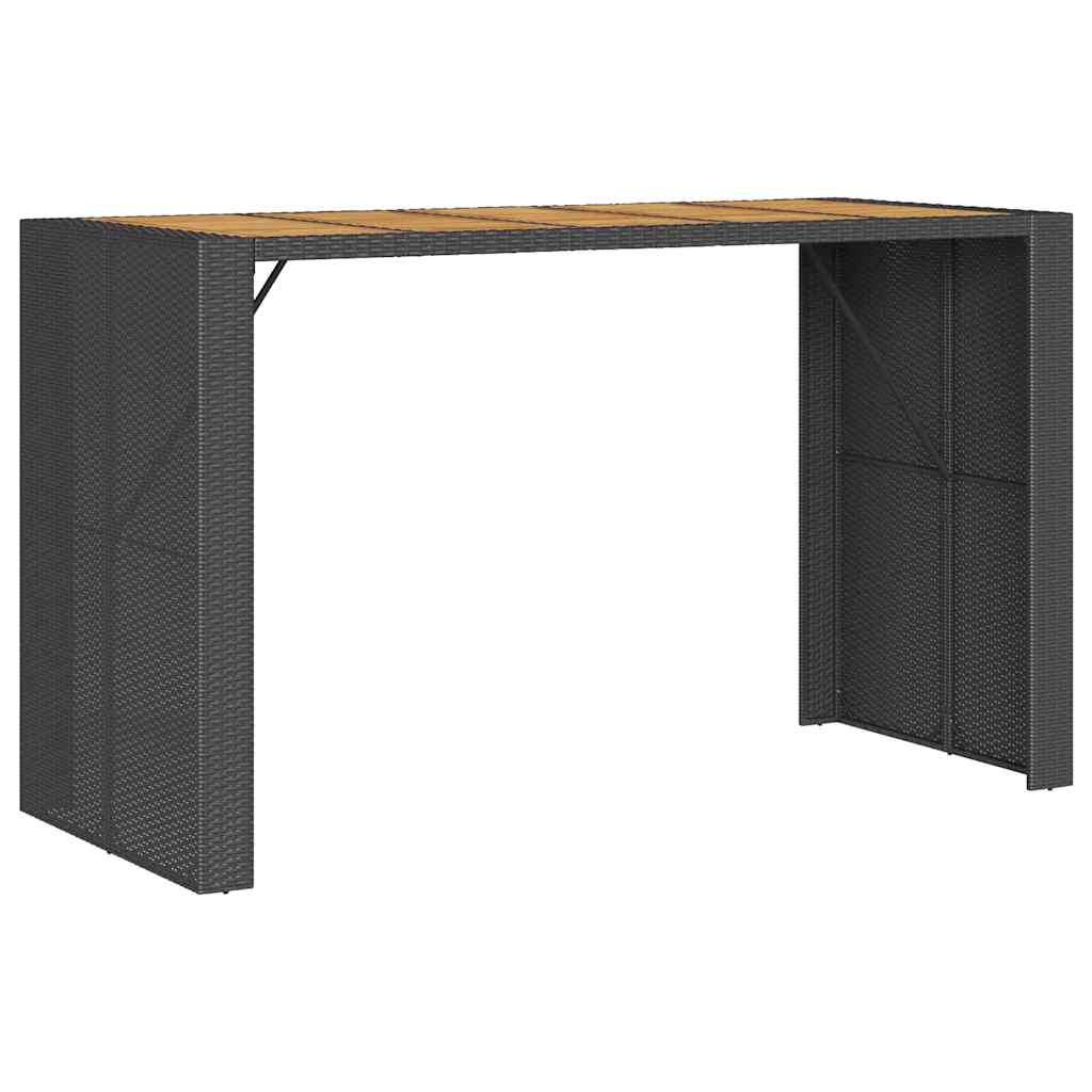 5-tlg. Gartenbar-Set ohne Kissen Schwarz Poly Rattan Akazie