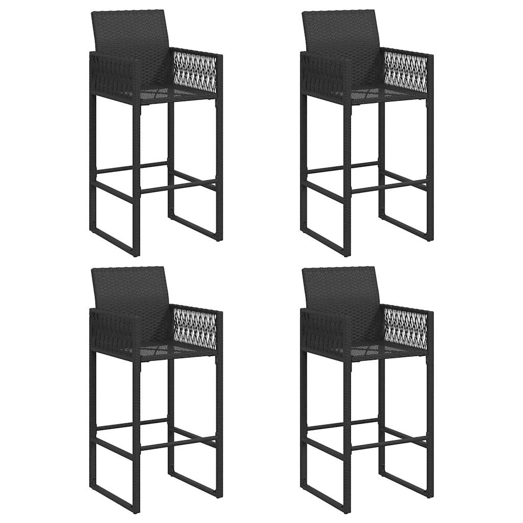 5-tlg. Gartenbar-Set ohne Kissen Schwarz Poly Rattan Akazie