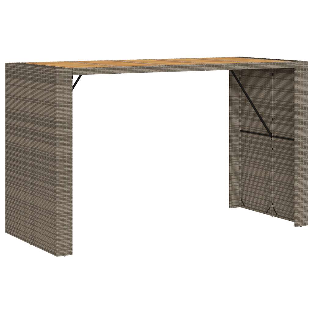 5-tlg. Gartenbar-Set ohne Kissen Grau Poly Rattan Akazie
