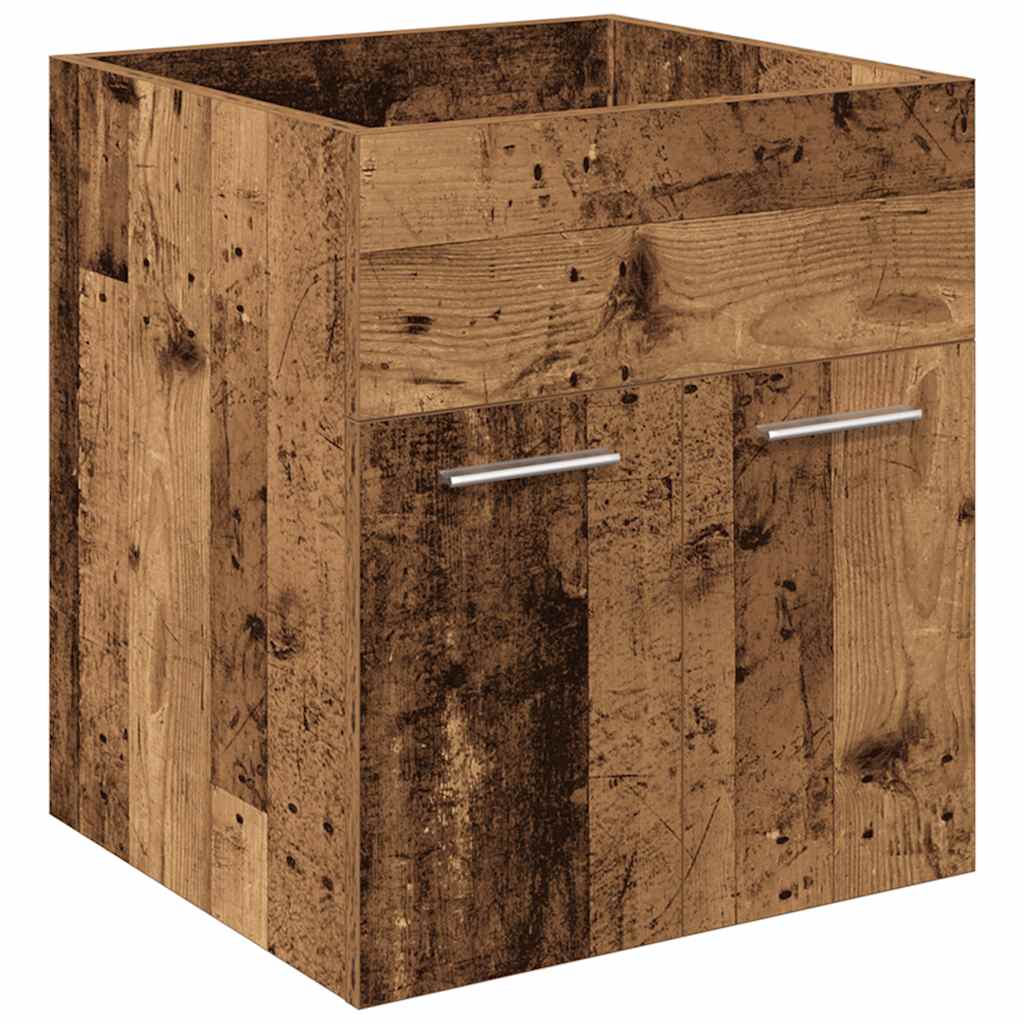 Waschbeckenunterschrank mit Einbaubecken und Wasserhahn