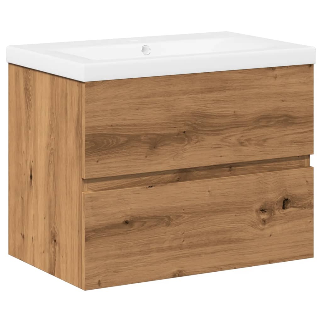 Waschbeckenunterschrank mit Einbaubecken Artisan-Eiche