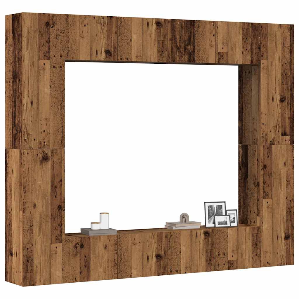 8-tlg. TV-Schrank-Set Wandmontage Altholz-Optik Holzwerkstoff