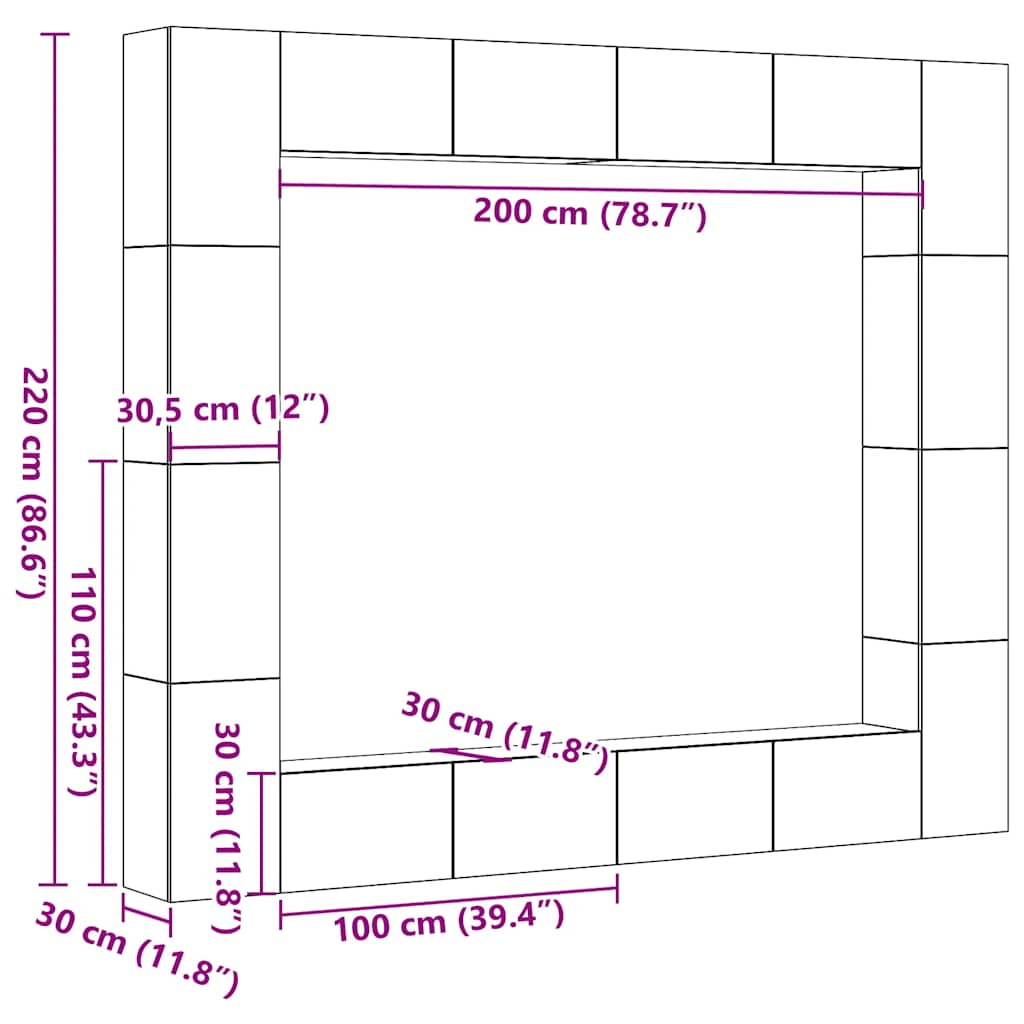 8-tlg. TV-Schrank-Set Wandmontage Artisan-Eiche Holzwerkstoff