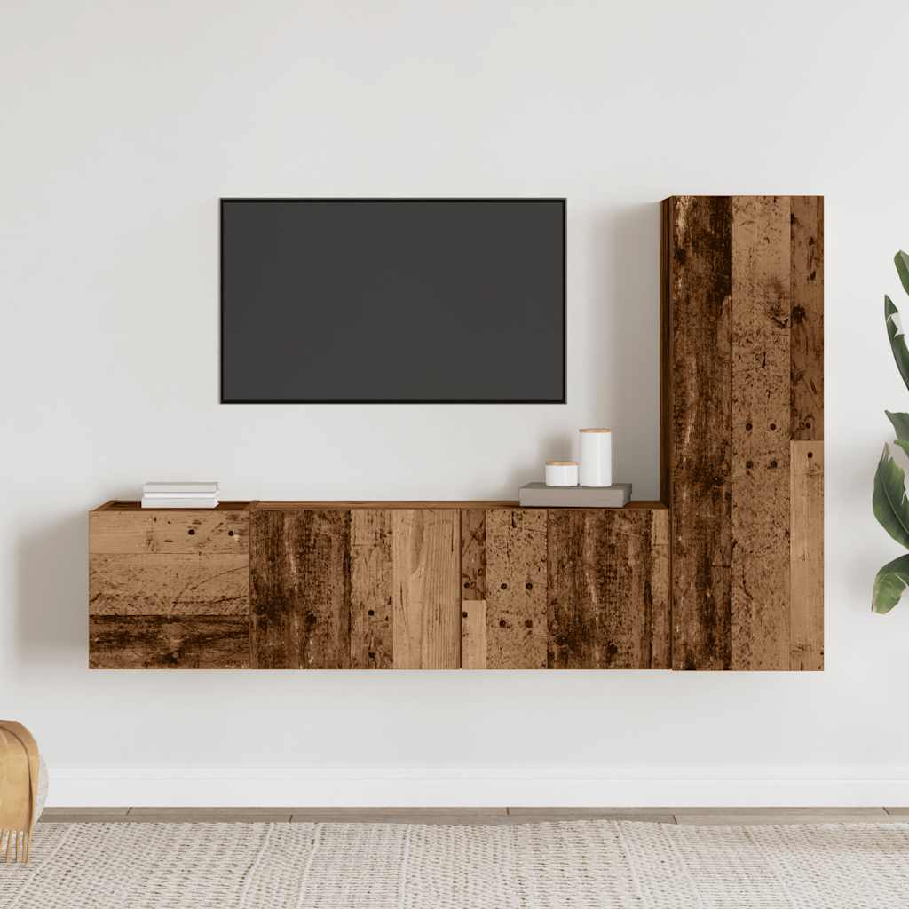 TV-Wandschränke 3 Stk. Altholz-Optik Holzwerkstoff