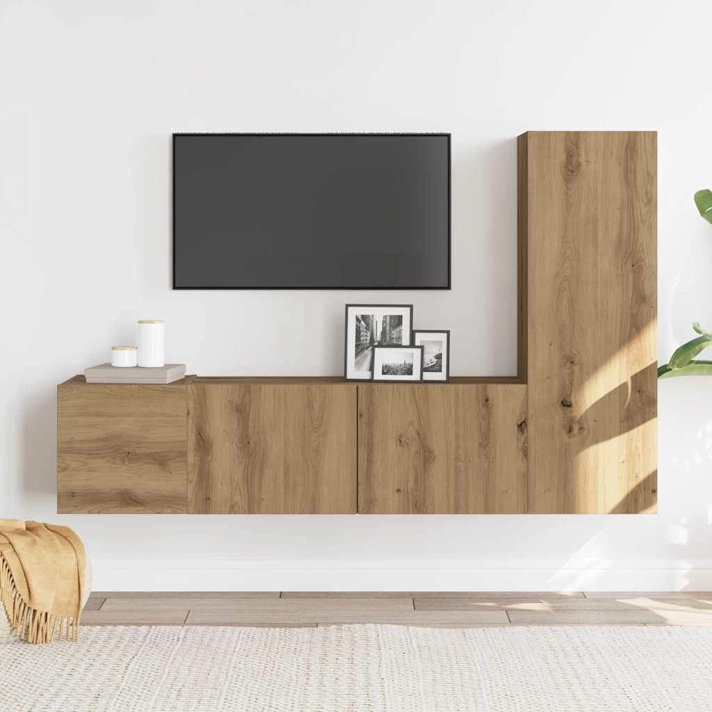 TV-Wandschränke 3 Stk. Artisan-Eiche Holzwerkstoff
