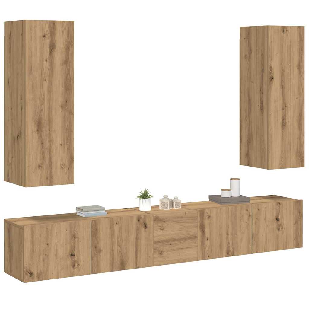 TV-Wandschränke 5 Stk. Artisan-Eiche Holzwerkstoff