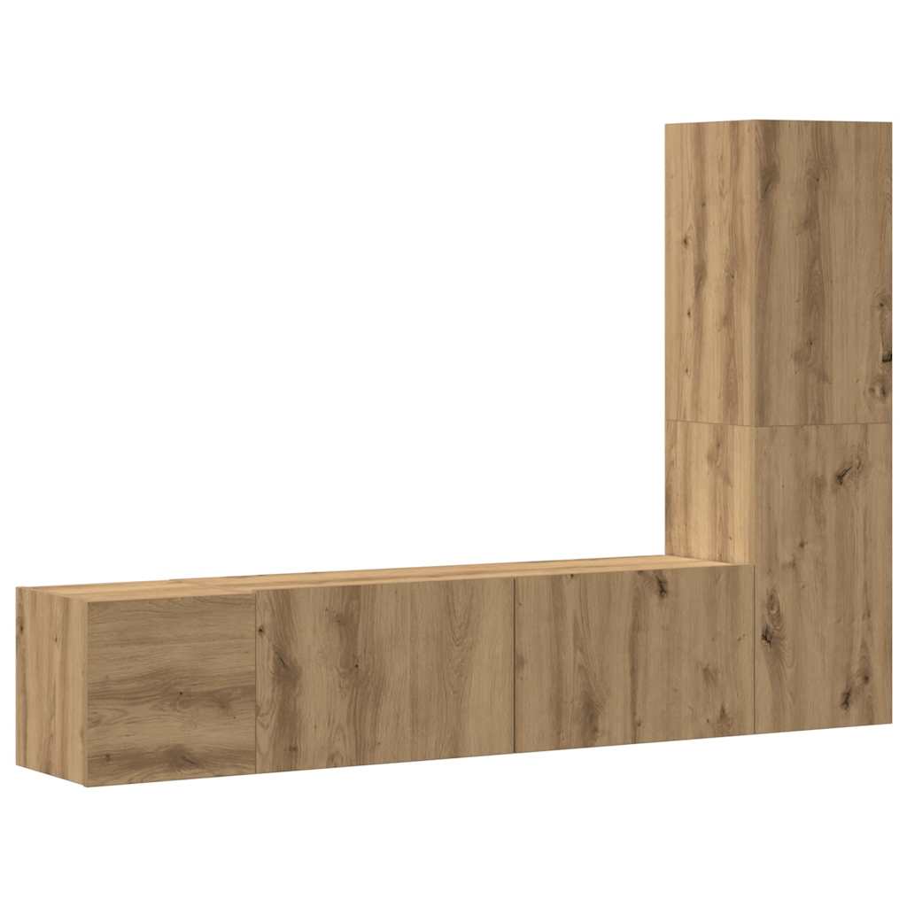 TV wall cabinets 3 pcs. Artisan oak wood material